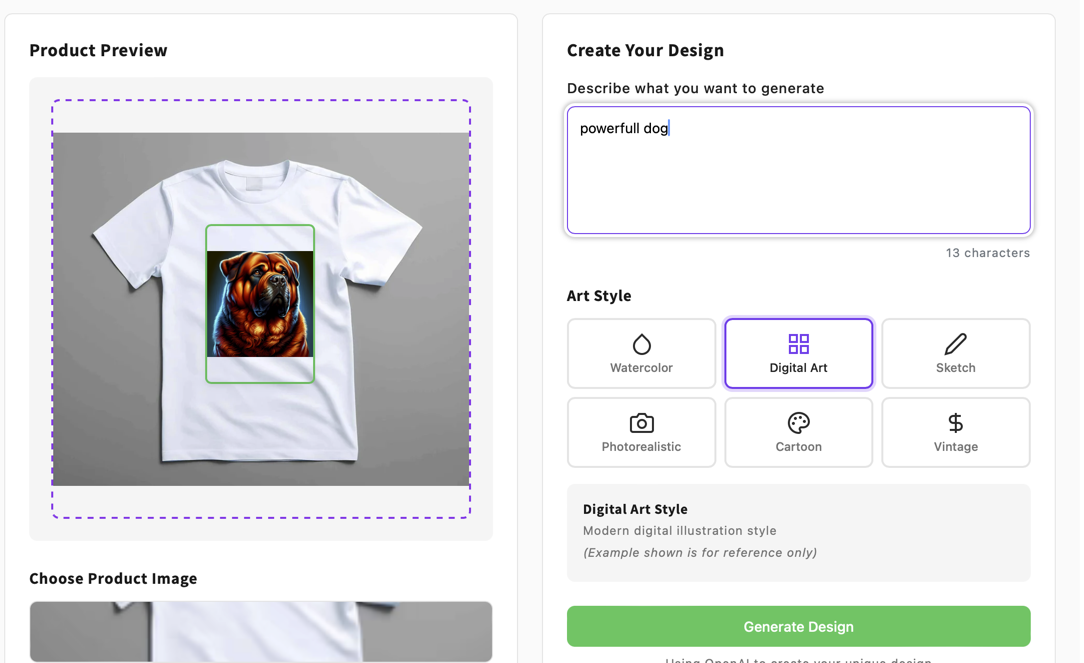 Digital art on T-shirt